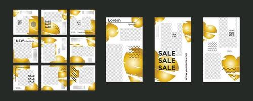 Editable social media templates, Instagram story collections and postal frame templates, layout designs, Mock-up for marketing promotions, covers, banners, backgrounds, square puzzles, vector elements