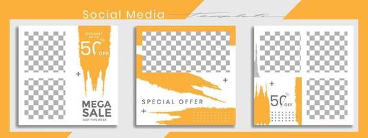 Editable instagram templates. Social media story and post frames. Layout design for marketing promotions. Cover. Set of sale banner template. Social network Backgrounds. Square puzzles. vector