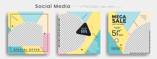 Editable instagram templates. Social media story and post frames. Layout design for marketing promotions. Cover. Set of sale banner template. Social network Backgrounds. Square puzzles. vector