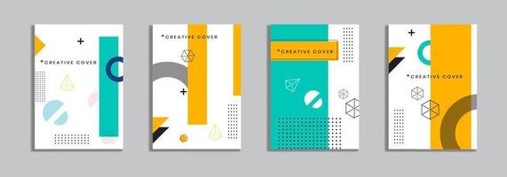 Cover design with memphis style. background of geometric shapes. minimal pattern. Can be used for banners, placards, posters, leaflets, etc. Vector template