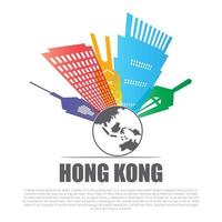 City view of hongkong with paper cut style for apps or website vector