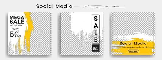 Editable instagram templates. Social media story and post frames. Layout design for marketing promotions. Cover. Set of sale banner template. Social network Backgrounds. Square puzzles. vector