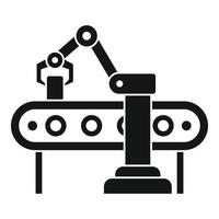 Robot hand assembly line icon, simple style vector