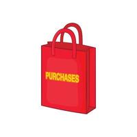 bolsa roja para icono de compras, estilo de dibujos animados vector