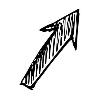 Hand drawn ink arrow illustration in sketch style. Business doodle clipart. Single element for design