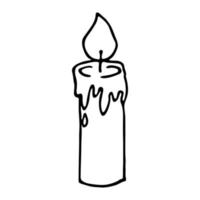 Burning aroma candle. Single doodle illustration. Hand drawn clipart for card, logo, design vector