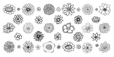 Simple flower clipart. Set of hand drawn floral doodle. For print, web, design, decor, logo vector