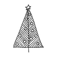 clipart dibujado a mano del árbol de navidad. garabato de abeto. elemento único para tarjeta, impresión, web, diseño, decoración vector