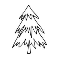 clipart dibujado a mano del árbol de navidad. garabato de abeto. elemento único para tarjeta, impresión, web, diseño, decoración vector