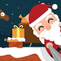 Santa distributing gifts vector