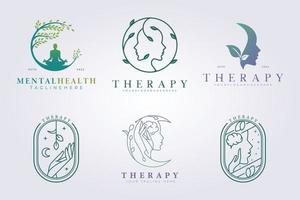 bundle of mental health support therapy logo vector illustration design