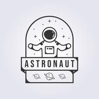 spaceman astronaut logo vector badge illustration design line art