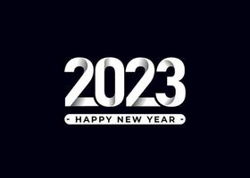 Happy New Year 2023. White Paper Numbers Simple Hi-Quality Abstract Logotype Concept In 3D Style.  For Brochure Design Template, Card, Banner. Vector illustration.