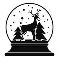 Deer glass snow ball icon, simple style vector