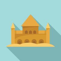 Sand castle fort icon, flat style vector