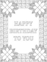 Happy Birthday Border Coloring Pages Free Vector