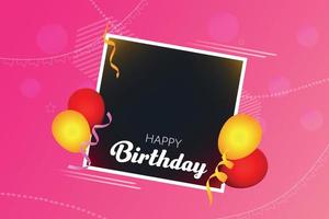 Happy birthday celebration card and frame on pattern pastel background. vector