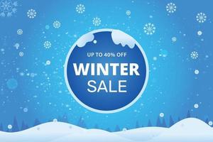 Winter sale 40 percent off banner design template vector