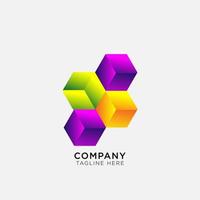 diseño de logotipo abstracto con forma cuadrada vector