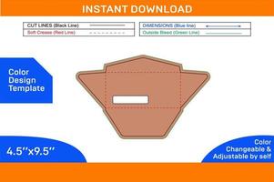 Window envelope dieline template, packaging design and 3D envelope Color Design Template vector