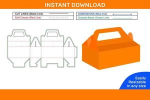 Cake box template or cake box dieline template and packaging design Box dieline and 3D box vector