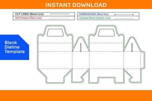 Cake box template or cake box dieline template and packaging design Blank dieline template vector