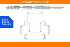 cuadro de visualización lateral 2d, plantilla de línea de troquelado y plantilla de línea de troquelado en blanco de cuadro modificable y editable de color de cuadro 3d vector