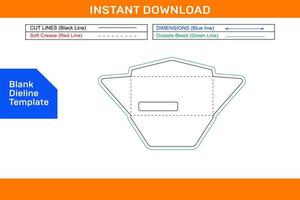 Window envelope dieline template, packaging design and 3D envelope vector