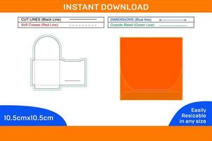 Packaging Custom card envelope dieline template and 3D vector envelope design