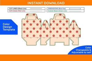 Cake box template or cake box dieline template and packaging design Color Design Template vector