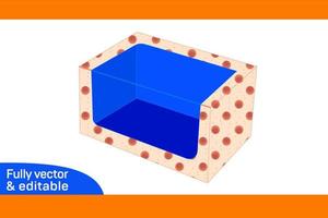 2D side display box, dieline tamplate and 3D box color changeable and editable box 1 vector