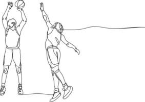 basketball players line drawing vector illustration.