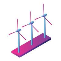 icono de planta de turbina eólica, estilo isométrico vector