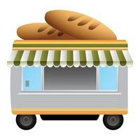 Bread kiosk icon, cartoon style vector