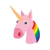 LGBT rainbow unicorn icon, cartoon style vector
