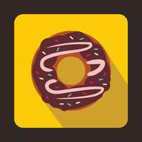 icono de donut de chocolate en estilo plano vector