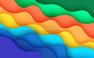 multi colored abstract blue, yellow, orange and green colorful wavy papercut overlap layers background. eps10 vector