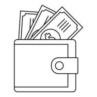 Wallet icon, outline style vector