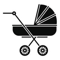 Retro baby carriage icon, simple style vector