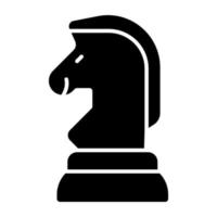 Strategy game icon, solid design of chess knight vector