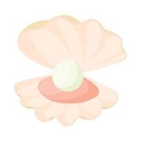 Pearl in a shell icon, cartoon style vector