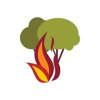 Fire in woods icon, flat style vector