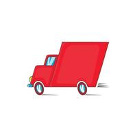 Red delivery car icon in cartoon styl vector