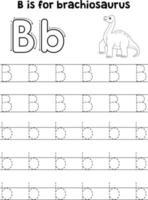 Brachiosaurus Dino Tracing Letter ABC Coloring B vector