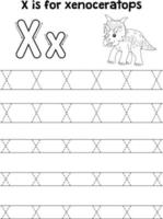 Xenoceratops Dino Tracing Letter ABC Coloring X vector