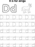 Dingo Animal Tracing Letter ABC Coloring Page D vector