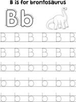 Brontosaurus Dino Tracing Letter ABC Coloring B vector