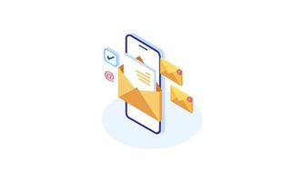 Email marketing isometric campaign vector illustration