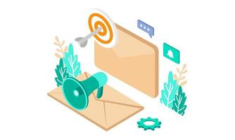 Email marketing isometric campaign vector illustration