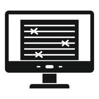 Monitor document editor icon, simple style vector